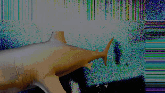 a dolphin is jumping out of the water in a colorful background