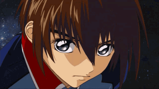 a close up of a cartoon character with a blue jacket