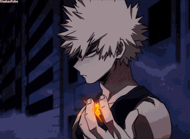 a drawing of a man with a flame coming out of his fist