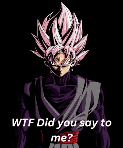 a picture of a dragon ball z character with pink hair and the words wtf did you say to me ?