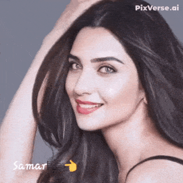 a close up of a woman 's face with pixverse.ai written below it