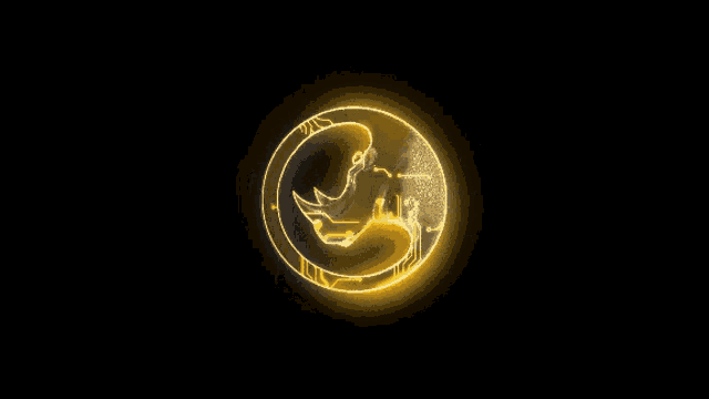a black background with a yellow glowing symbol in the center