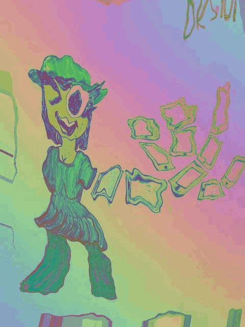 a colorful drawing of a person with the word design below them