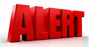 a red sign that says alert on a white background .