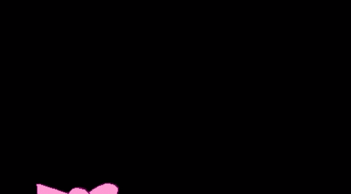 a pixel art drawing of a pink and blue cartoon character with a black background .