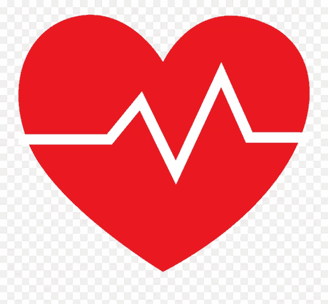 a red heart with a white heartbeat line