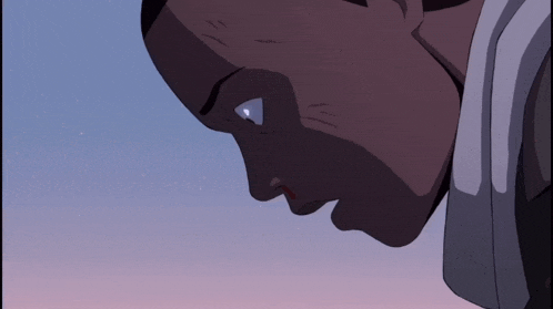 a close up of a person 's face with a tear coming out of his nose