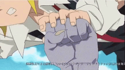 a cartoon of a man holding another man 's hand with chinese writing on it