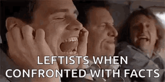 a group of men are laughing and screaming in a car .