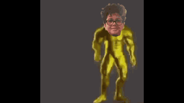 a cartoon of a man in a yellow suit with glasses