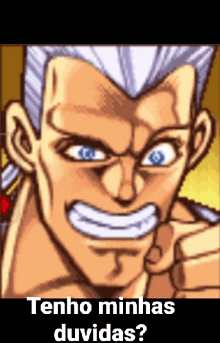 a pixelated image of a man with the words tenho minhas duvidas written below him