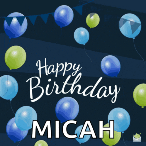 a blue and green birthday card for micah