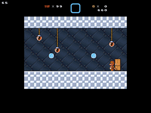 a screenshot of a video game with a score of 1up 99