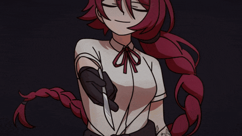 a drawing of a girl with red hair and orange eyes