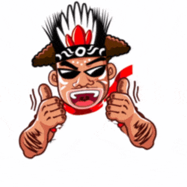 a cartoon character is giving a thumbs up