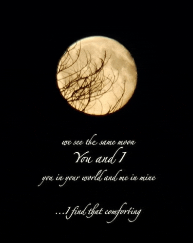 a full moon with a quote that says " we see the same moon you and i you in your world and me in mine "