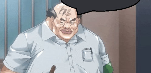a cartoon of a bald man with a speech bubble behind him