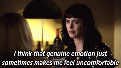 Genuine Emotion Makes Me Uncomfortable - Krysten Ritter In Don'T Trust The B In Apt. 23 GIF - Dont Trust The B Apt23 Krysten Ritter GIFs