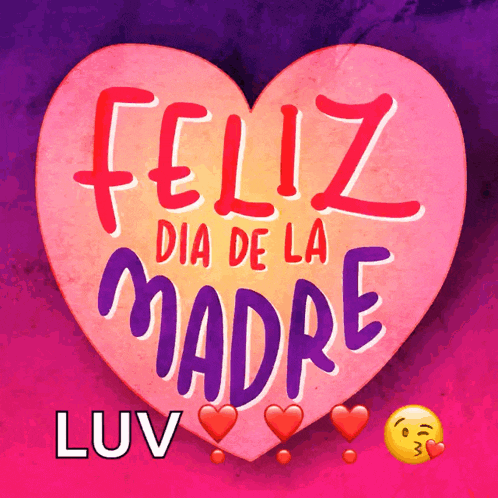 a pink heart with the words " feliz dia de la madre " on it