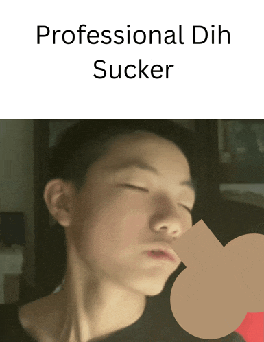 a picture of a boy with his eyes closed and the words professional dh sucker below him