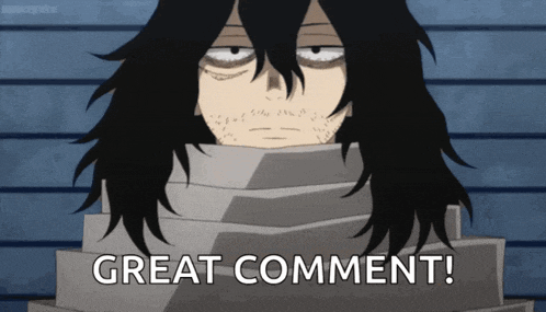 a cartoon of a man with a scarf around his head and the words great comment below him