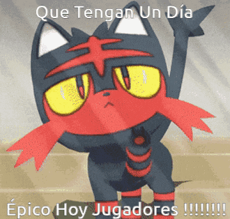 a picture of a cat with the words que tengan un dia epico hoy jugadores on it