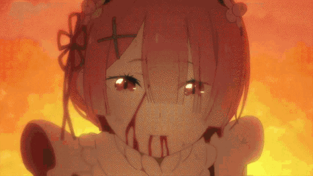 a girl with blood coming out of her nose
