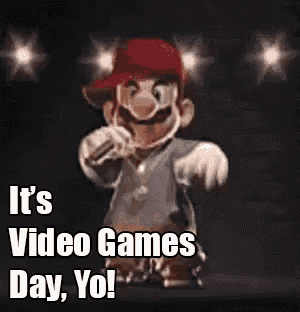 a cartoon character is wearing a red hat and a necklace and says `` it 's video games day yo ! ''