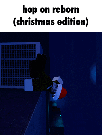 a picture of a person wearing a santa hat with the words hop on reborn ( christmas edition )