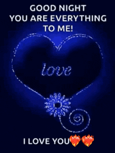 a blue background with a heart and the words good night you are everything to me i love you