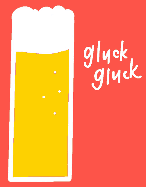 a glass of beer with the word glück written on the bottom