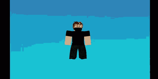 a roblox character wearing a black shirt and a mask