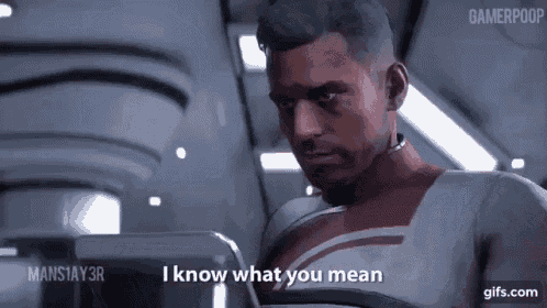 a man in a video game says i know what you mean .