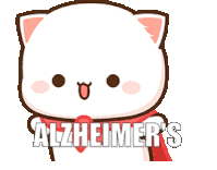 a cartoon cat with a red cape and the words alzheimer 's