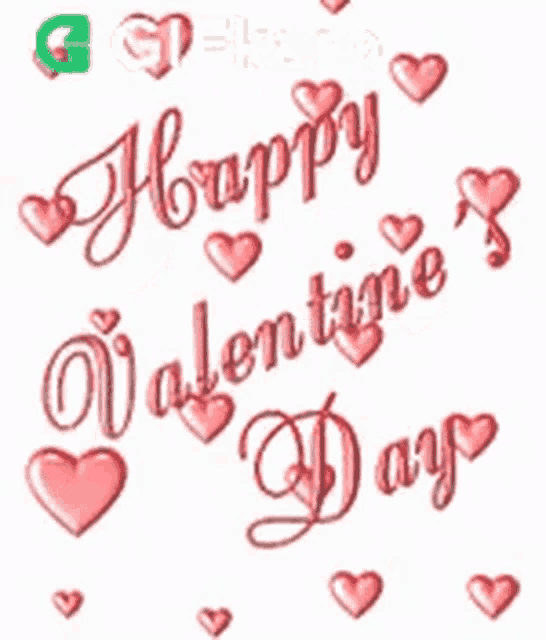 a valentine 's day card with pink hearts and the words " happy valentine 's day "