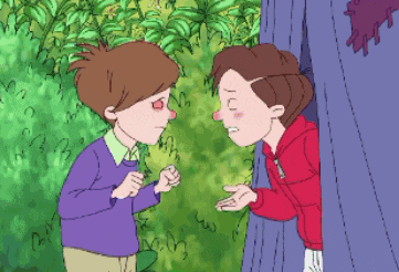 a cartoon of two children hugging each other