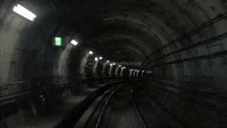a dark tunnel with the word bunker in white