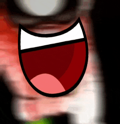 a close up of a cartoon character 's mouth with a black background