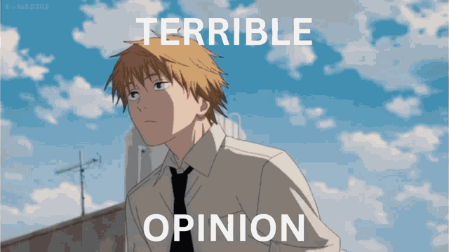 a picture of a man with the words terrible opinion written on it
