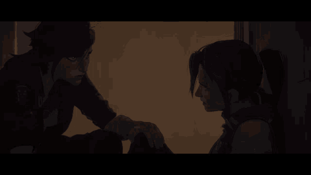 a woman leaning against a wall looking at a shadow of a person