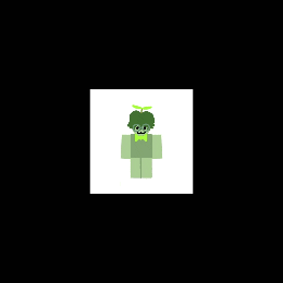 a pixel art of a green cartoon character with a bow tie and a green plant on his head .