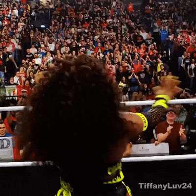 a crowd of people watching a wrestling match with tiffanyluv24 on the bottom