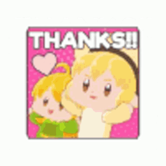 a cartoon of a girl hugging another girl with the words `` thanks '' .