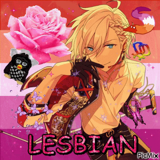 a picture of a person with the word lesbian written on it