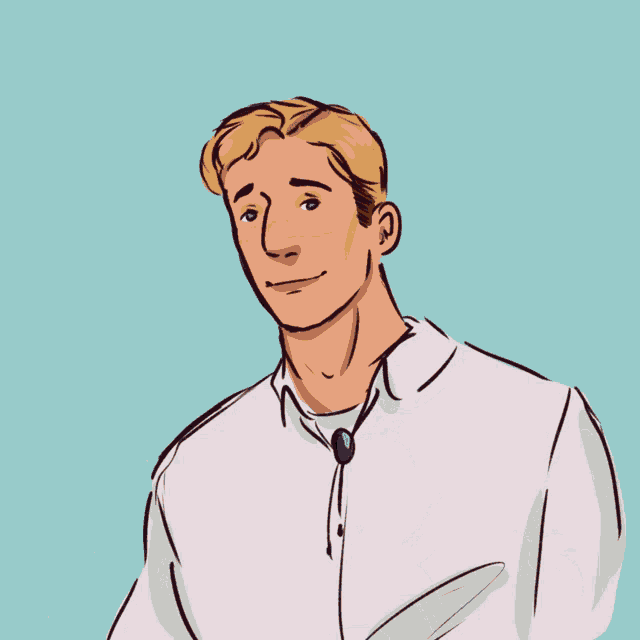 a cartoon drawing of a man in a white shirt making an ok sign