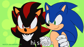 shadow the hedgehog and sonic the hedgehog are standing next to each other and shadow says hi simpson