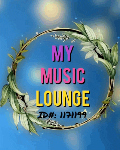 a sign that says my music lounge with a wreath of flowers