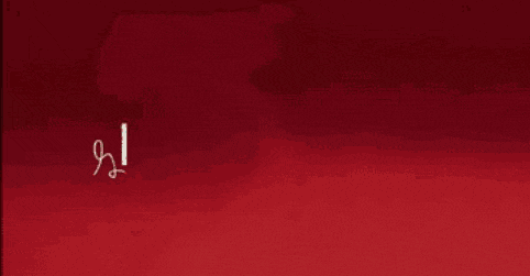 a red background with a white exclamation point written on it .