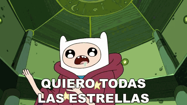 a cartoon character says " quiero todas las estrellas " in spanish