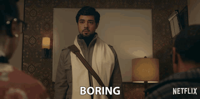 a netflix advertisement shows a man with a scarf around his neck